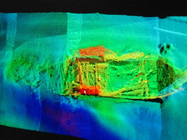 Multi-beam imagery of sunken vessel. Picture