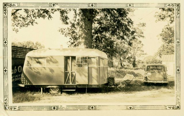 1943 equivalent of an ROV, a towed trailer that was home sweet home for Carl Mast and his family during a WW II geodesy tour. Picture