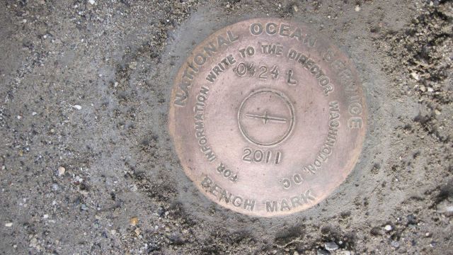 National Ocean Service tidal bench mark 0424 L 2011. Picture