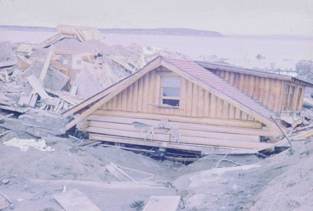 Alaska 1964 Good Friday earthquake damage. Picture
