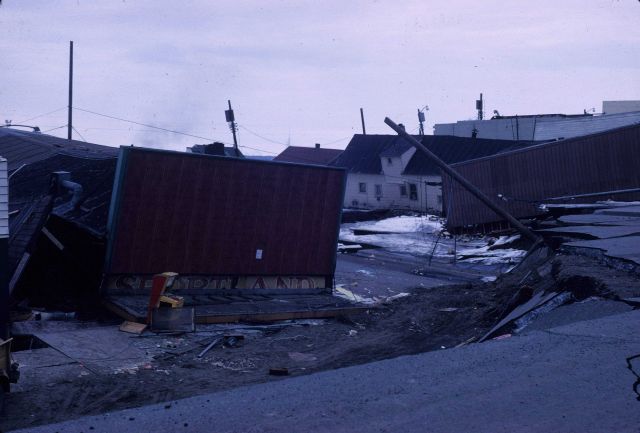 Alaska 1964 Good Friday earthquake damage. Picture