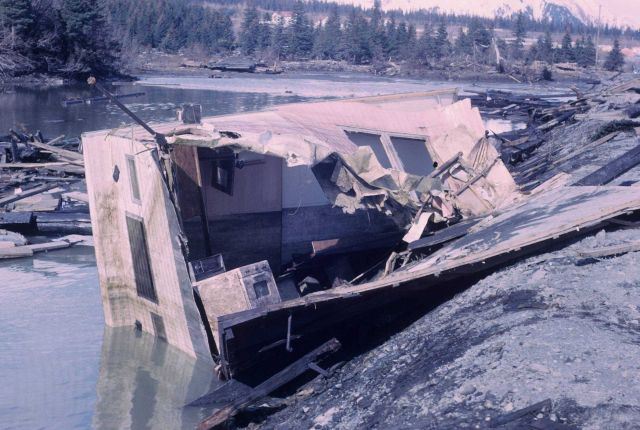 Alaska 1964 Good Friday earthquake damage. Picture