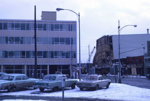 Alaska 1964 Good Friday earthquake damage. Picture