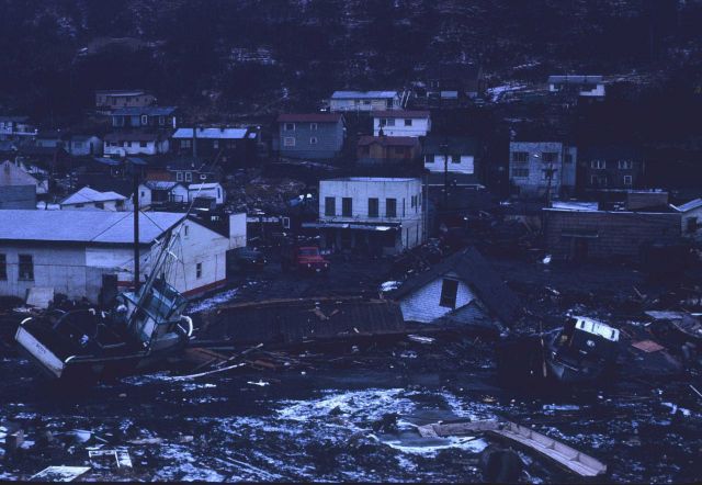 Alaska 1964 Good Friday earthquake and tsunami damage. Picture