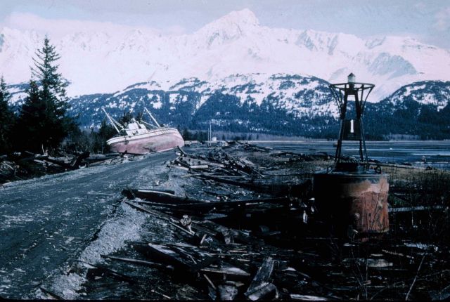 Alaska 1964 Good Friday earthquake and tsunami damage. Picture