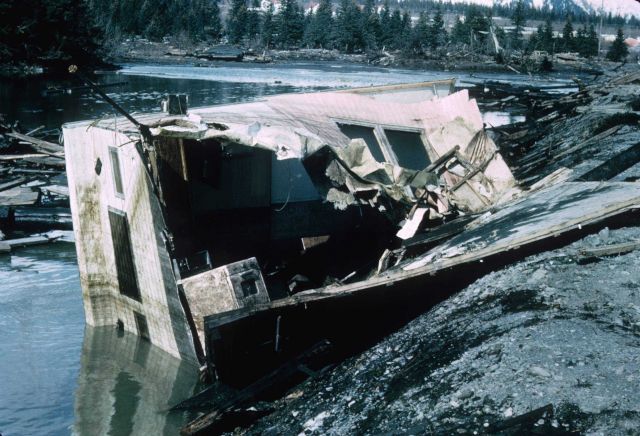 Alaska 1964 Good Friday earthquake and tsunami damage. Picture