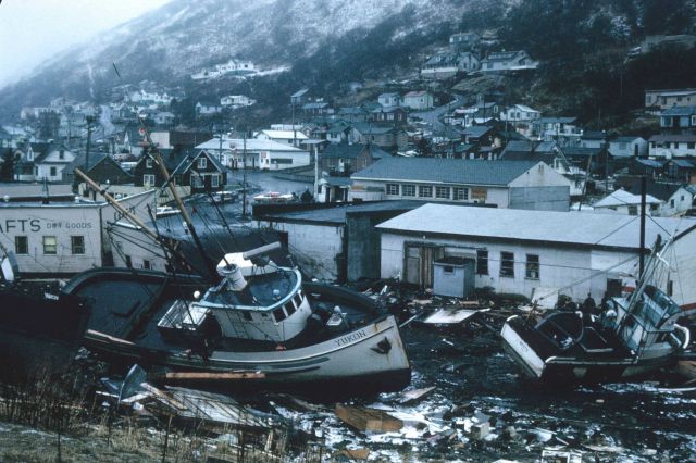Alaska 1964 Good Friday earthquake and tsunami damage. Picture