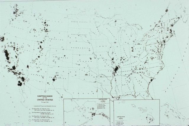 Map of Earthquakes of the United States through 1963 Picture