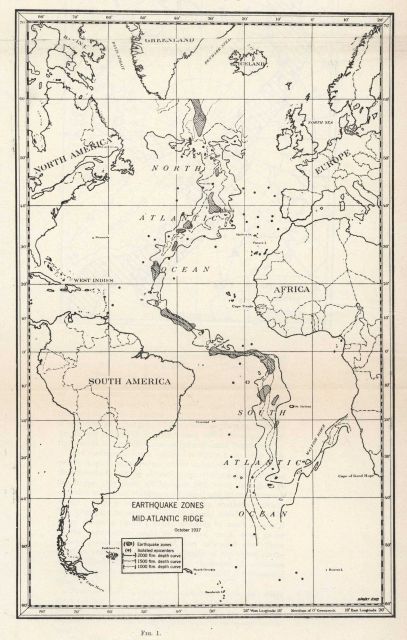 The correlation of high seismicity with the Mid-Atlantic Ridge Picture