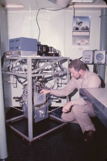 Operating Lacoste-Romberg gravity meter shipboard Picture