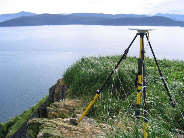 Establishing horizontal control point for hydrographic surveying. Picture