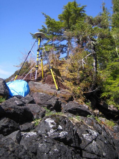 Establishing horizontal control point for hydrographic surveying. Picture
