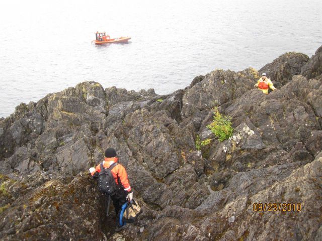Establishing horizontal control point for hydrographic surveying. Picture