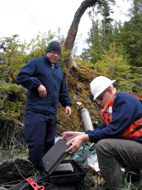 Preparing to install tide gauge. Picture