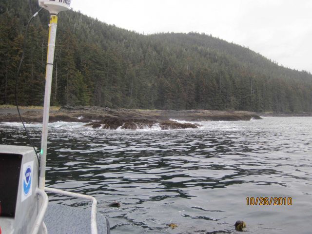 Kelp and offhsore rock noted during shoreline mapping operations. Picture