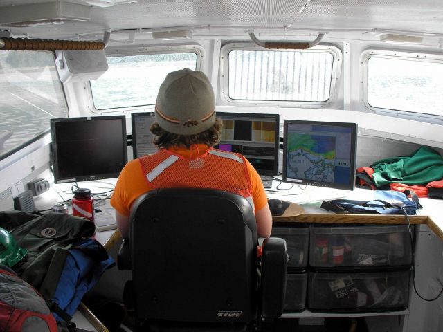 Survey displays during hydrographic survey operations. Picture