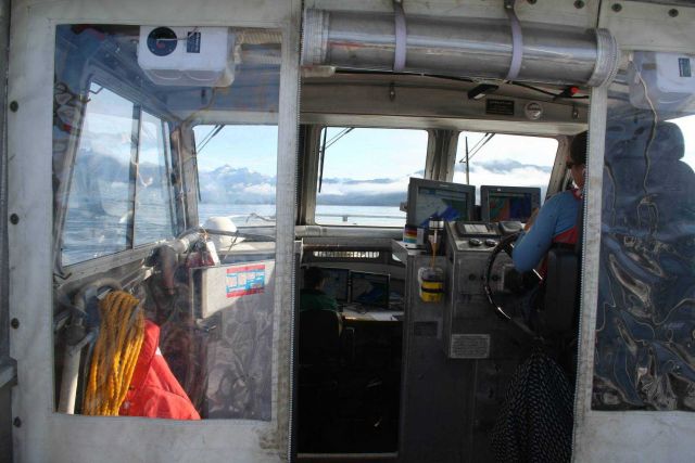 Running hydrographic survey line. Picture