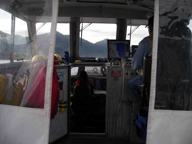 Running hydrographic survey line. Picture