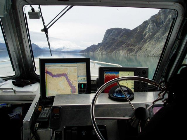 The view from the survey launch in Muir Inlet, a glacial fjord in Glacier Bay. Picture