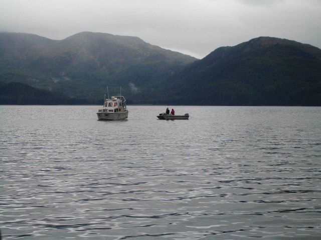 Survey launch finding least depth the hard way. Picture