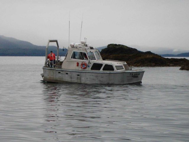 Survey launch finding least depth the hard way. Picture