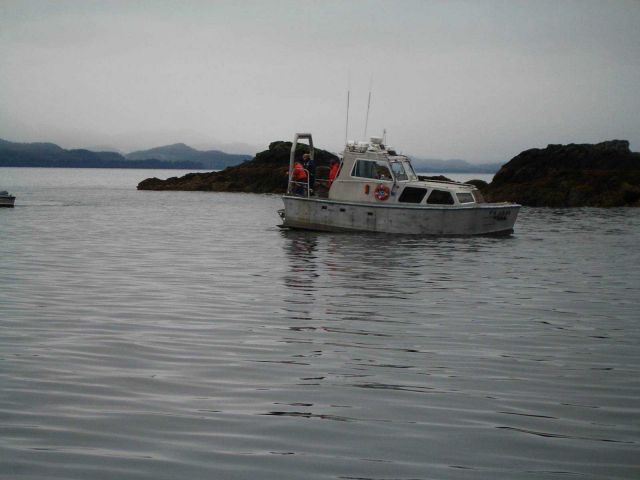 Survey launch finding least depth the hard way. Picture