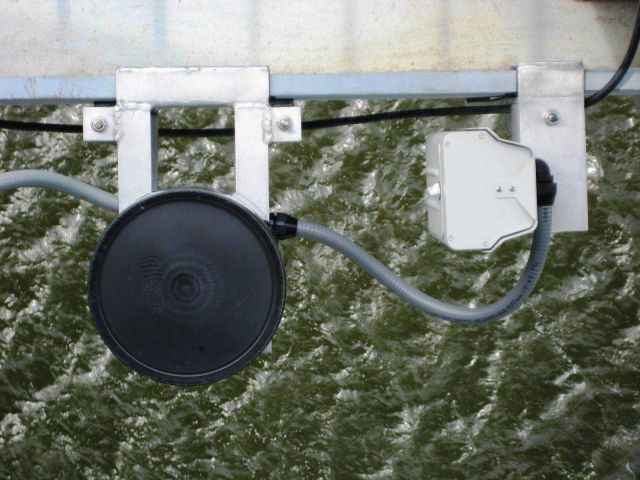 Looking down from the air gap sensor on the Don Holt Bridge to the water surface below Picture