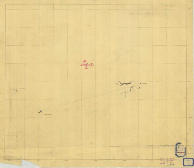A preliminary sketch showing the relationship of the Farallon Islands to the entrance to the Golden Gate. Picture