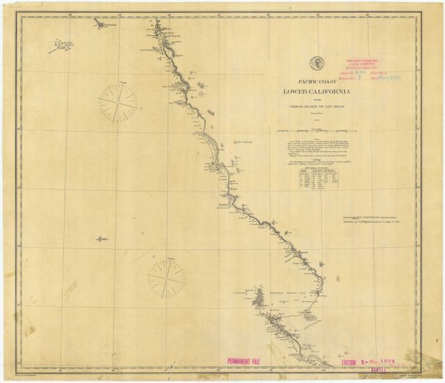 Pacific Coast Lower California from Cerros (Cedros) Island to San Diego 1874 Picture