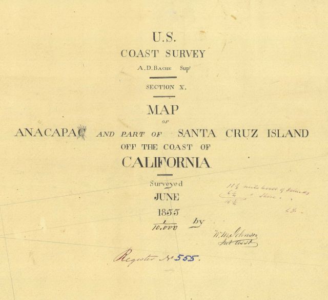 Title block of Anacapa Island, topographic sheet T-555, by W Picture