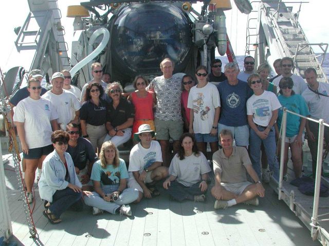 The science team aboard the R/V Seward Johnson for the third leg of the expedition from August 16-31, 2002 Picture
