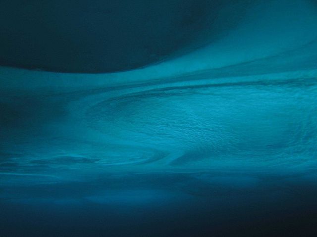 Beautiful swirling pattern seen in the underside of the ice. Picture