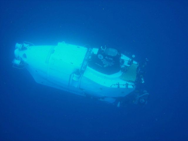 The ALVIN submersible begins its descent to the bottom Picture