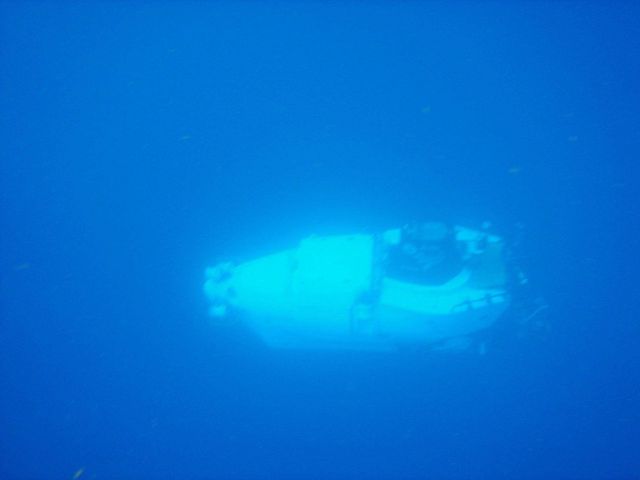 The ALVIN submersible begins its descent to the bottom Picture