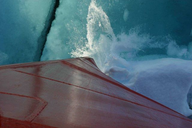 USCGC ice-breaker Healy'sBow breaks through Arctic ice! Picture