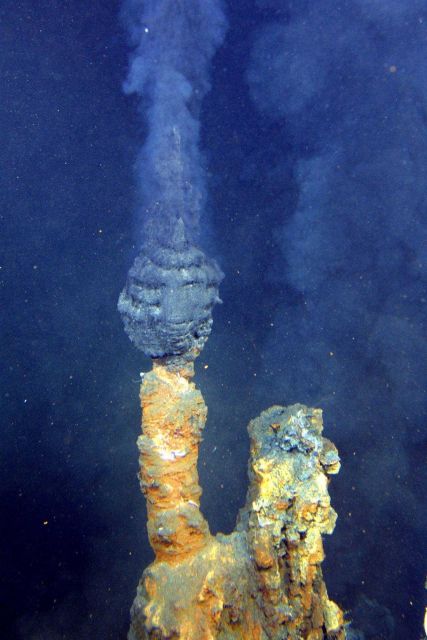A good example of one of the many active hydrothermal chimneys (commonly known as black smokers) that occur at the NW caldera site Picture