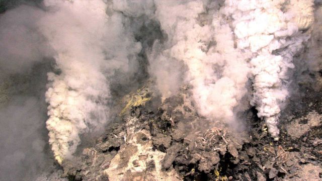 Hydrothermal vents found on the undersea volcano Kawio Barat (West Kawio) Seamount. Picture