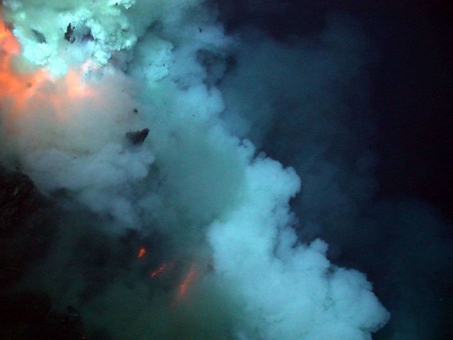 An eruption near the summit of the West Mata Volcano Picture
