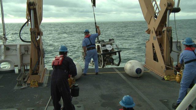 Launching Seirios from the stern of the OKEANOS EXPLORER Picture
