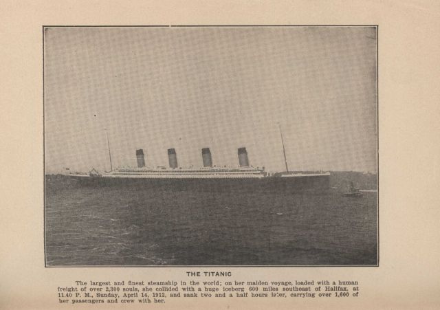 The TITANIC on its maiden and only voyage departing England In: Marshall, Logan 1912 Picture