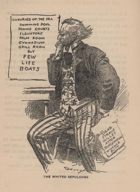 Cartoon of Uncle Sam contemplating the amenities of the TITANIC In: Marshall, Logan 1912 Picture