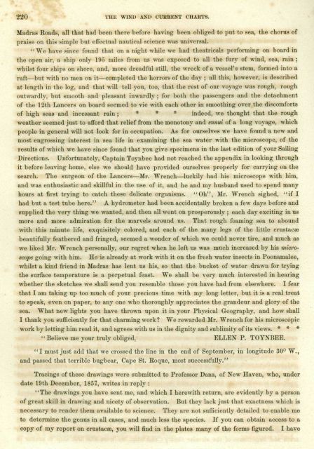 Letter from Ellen Toynbee on board the British East Indiaman GLORIANA in the Indian Ocean in 1857 to Matthew Fontaine Maury Picture