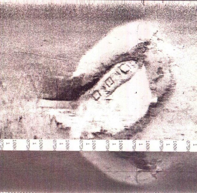 Sidescan sonar image of sunken vessel Picture