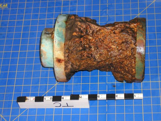 Hub of Kad'yak's ship's wheel as found in situ on the site but recovered for preservation. Picture