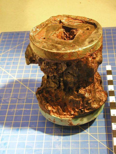 Hub of Kad'yak's ship's wheel as found in situ on the site but recovered for preservation. Picture