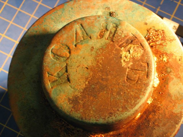 Hub of Kad'yak's ship's wheel as found in situ on the site but recovered for preservation. Picture