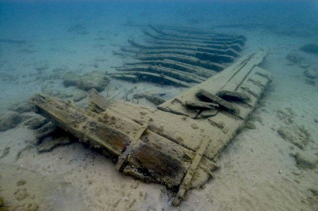 Ships that wreck in shallow water tend to break apart due to the force of wind, waves, and ice Picture