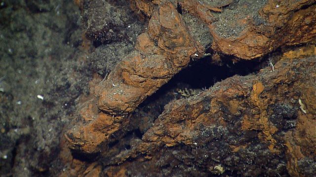 Iron oxide hydrothermal alteration of rock outcrop. Picture