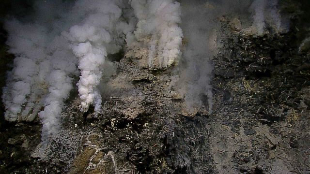 Hydrothermal vents on Kawio Barat submarine volcano spew white smoke Picture