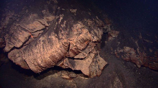 Hydrothermally altered rock outcrop in vicinity of hydrothermal vents Picture